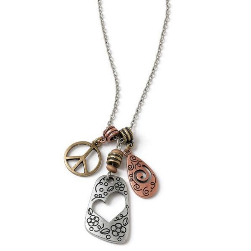Lia Sophia Daydreamer Necklace Peace Sign Whimsical Mixed Metal. Retired.